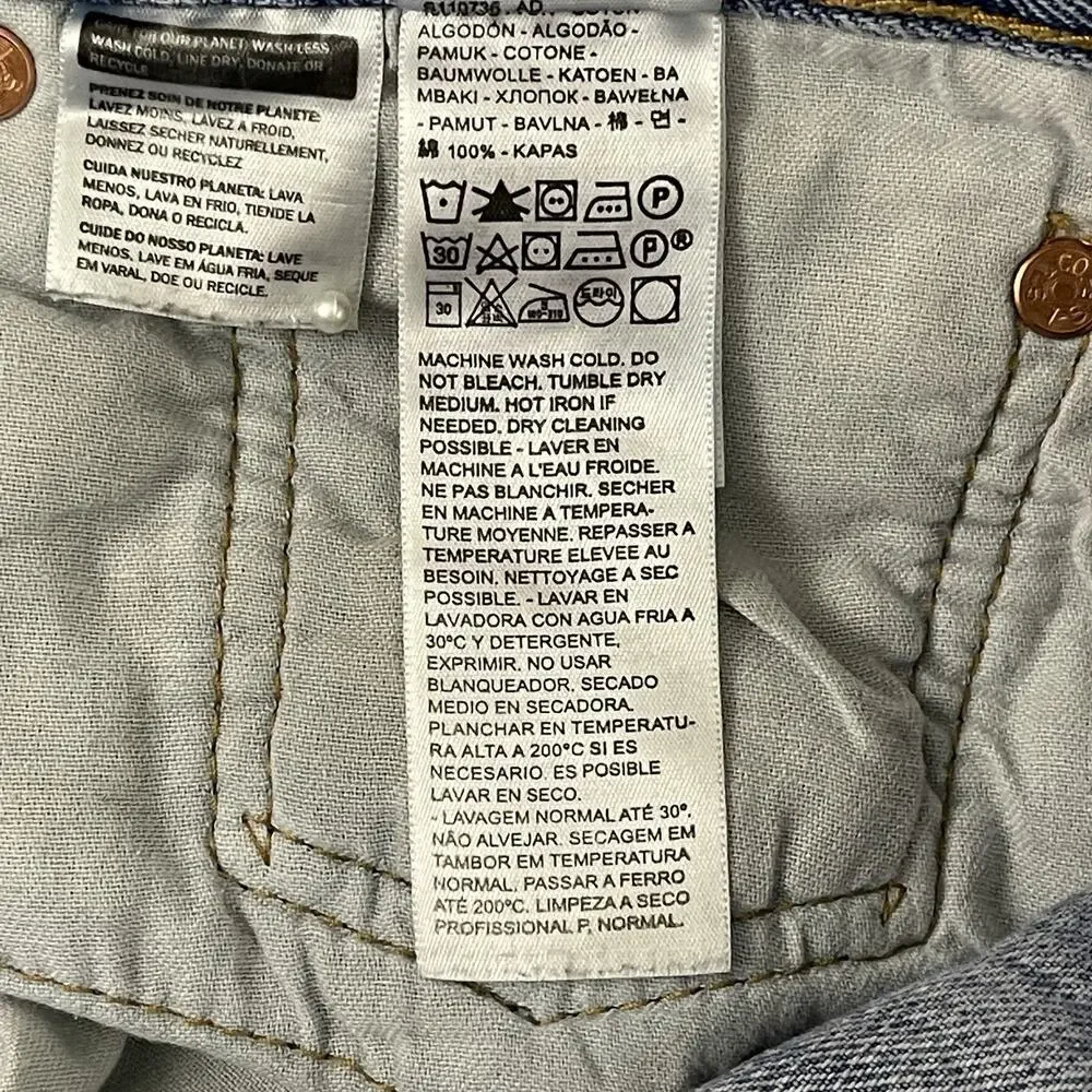 Levis 501 Jeans Mens Size 38X34 Blue Button Fly Straight Leg Medium Wash Denim